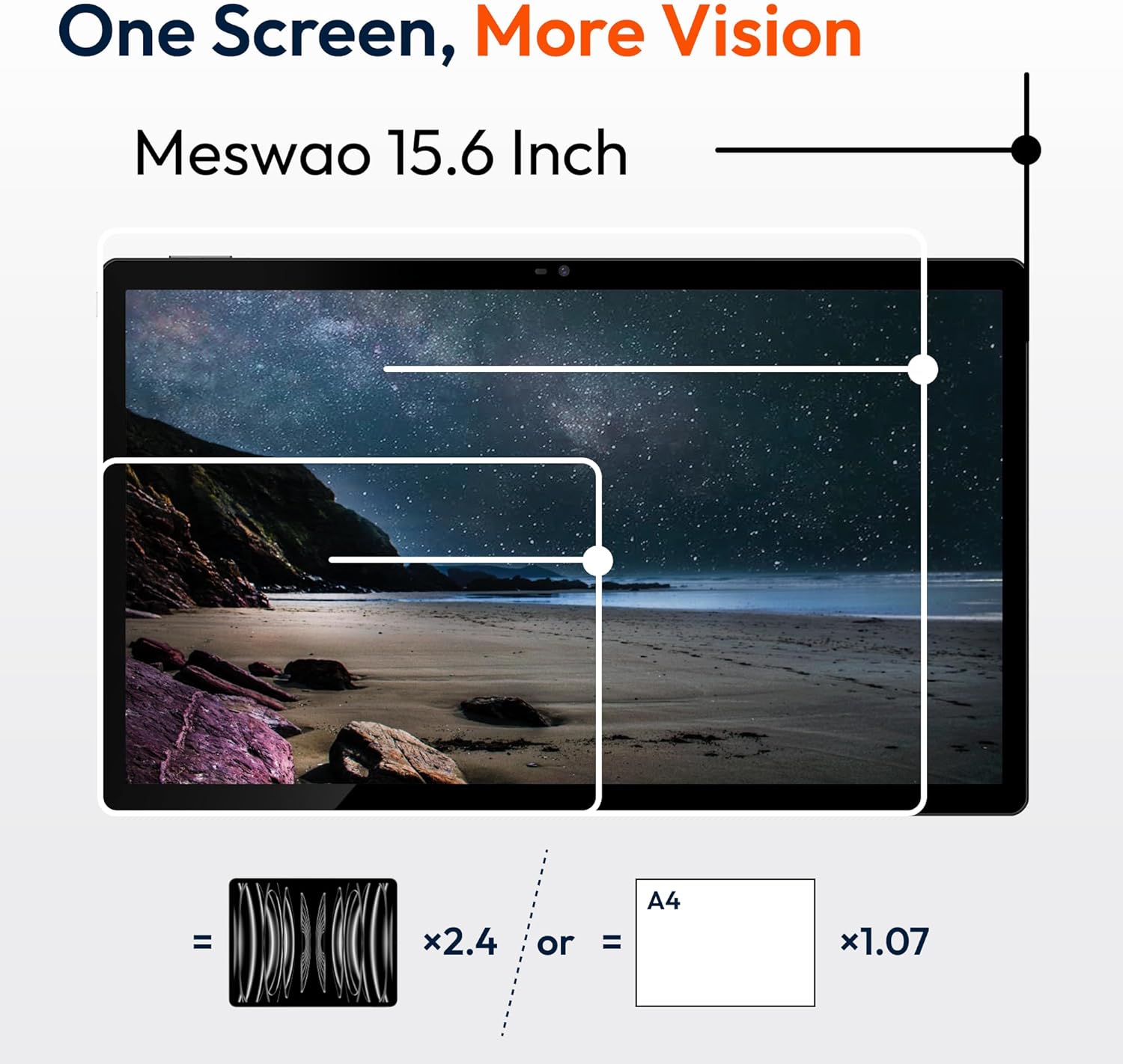 MESWAO 15.6 Pulgadas Tablet, 2025 Newest Mes-B3 Grande Tablet con Pantalla IPS, Helio G99 Octa-Core, 6GB RAM+128GB ROM(1TB TF), 12000mah, BT5.0, 2.4G/5G WiFi, Android 14, 32MP CÁMARA