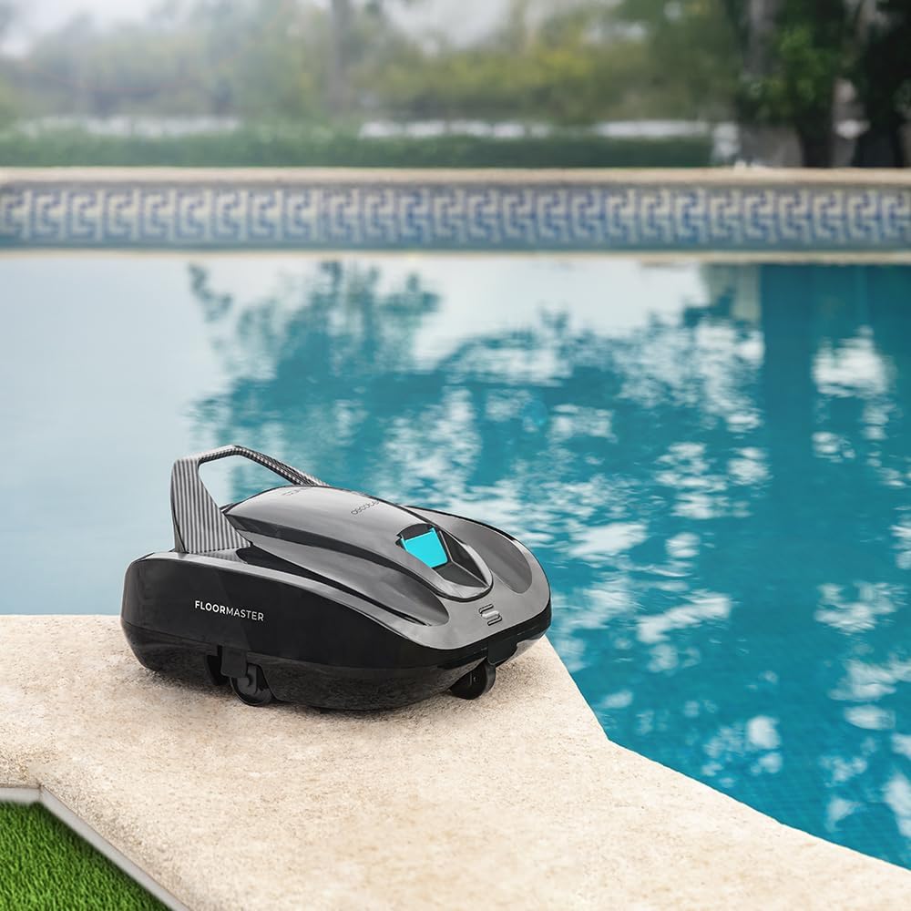 Cecotec Robot Limpiafondos Piscina sin Cable Conga Pooldroid 2000 FloorMaster. Autonomía 100mins, Piscina sin Pendientes, hasta 80m2, Profundidad Máxima 2,5m, Capacidad 2,5L, Filtro Alta Eficiencia