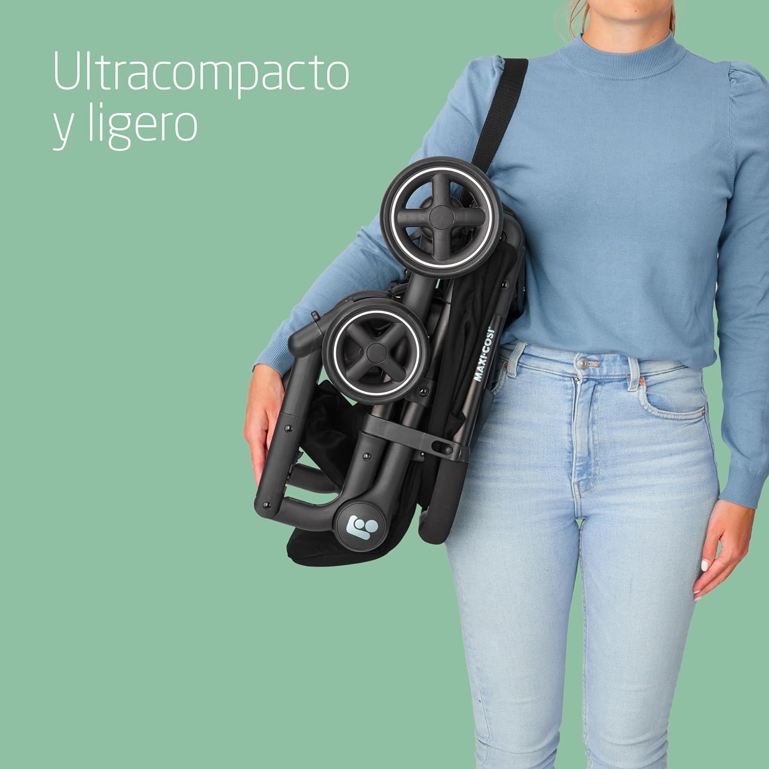 Maxi-Cosi Lara2, Silla de Paseo Ligera, 0-4 años, 0-22 kg, Silla Paseo Bebe Compacta, 3 Reclinaciones, Reclinación Total, Plegado Automático, Bandolera, Essential Black