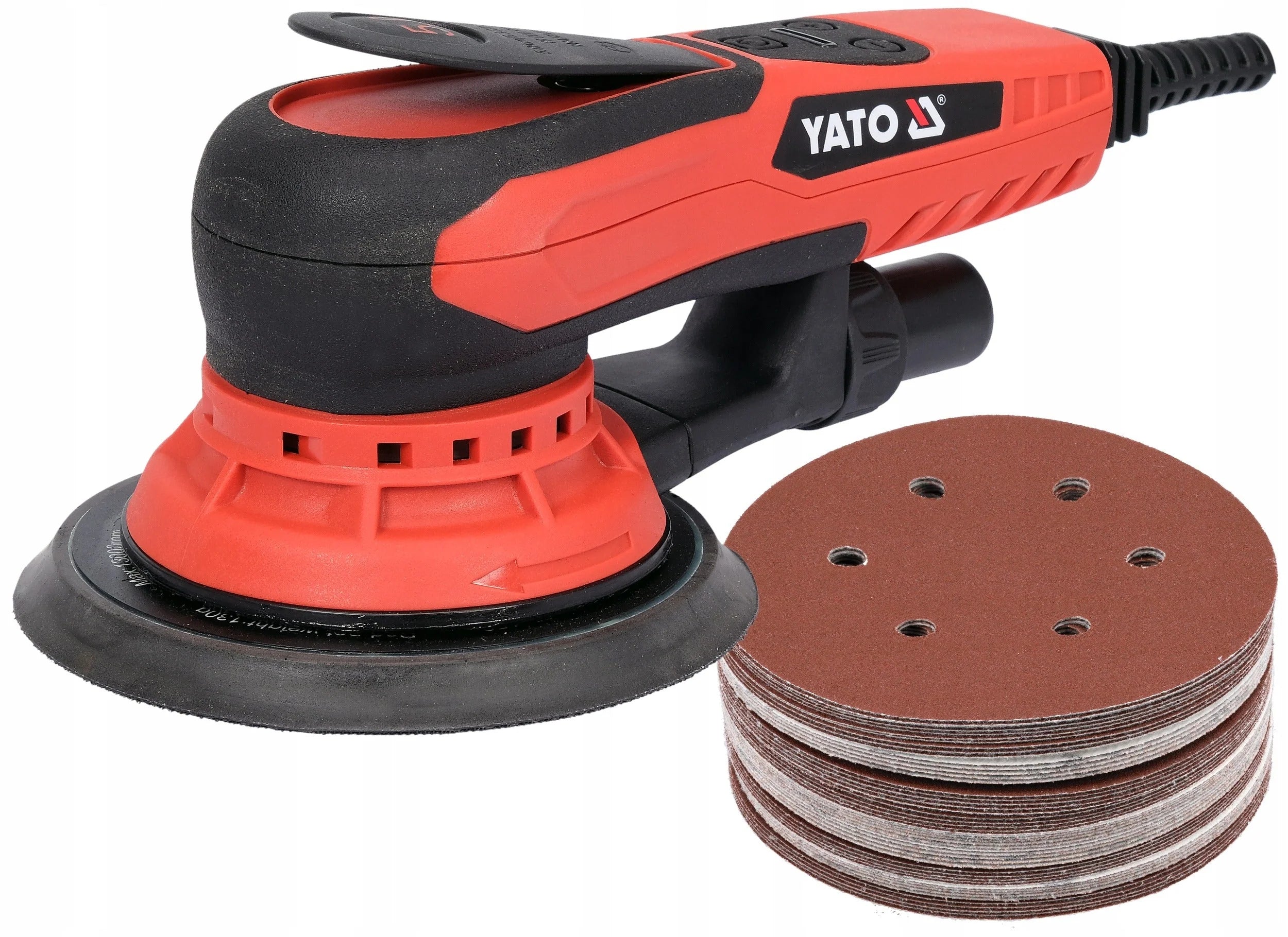 SZLIFIERKA ORBITALNA 150MM 350W Z REGULACJĄ OBROTÓW +KRĄŻKI P120 50sz. YATO