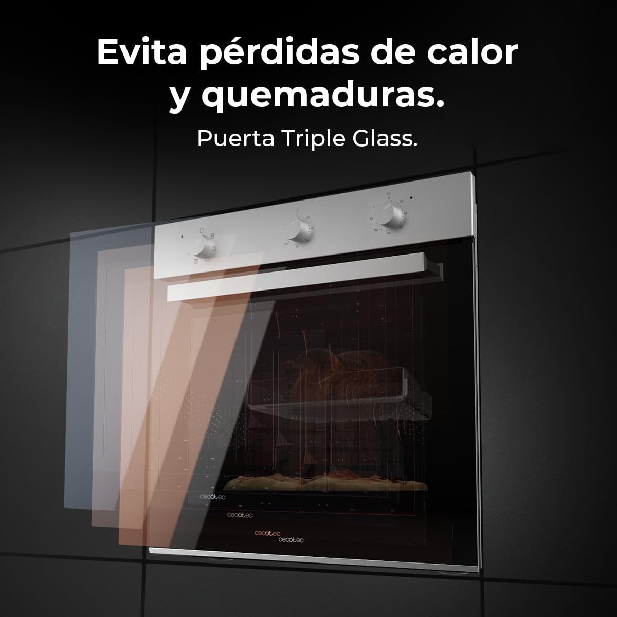Cecotec Horno Integrable Multifunción 70L Bolero Hexa M236000 Line Time. 2800W, 6 Funciones, Temporizador, Steam Base XXL, Steam Assist, Steam EasyClean, Cooling Fan, Modo Defrost, Eco, Convección