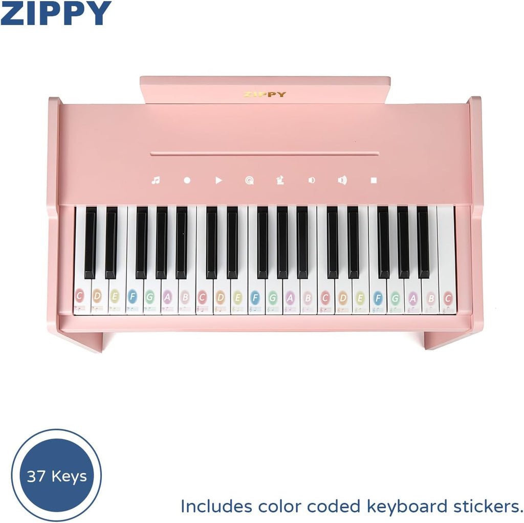 Teclado de Piano para niños, Piano Digital de 37 Teclas, Juguete de Instrumentos de Aprendizaje de música, Piano de Madera para 3 + niñas y niños (Rosa Plus)