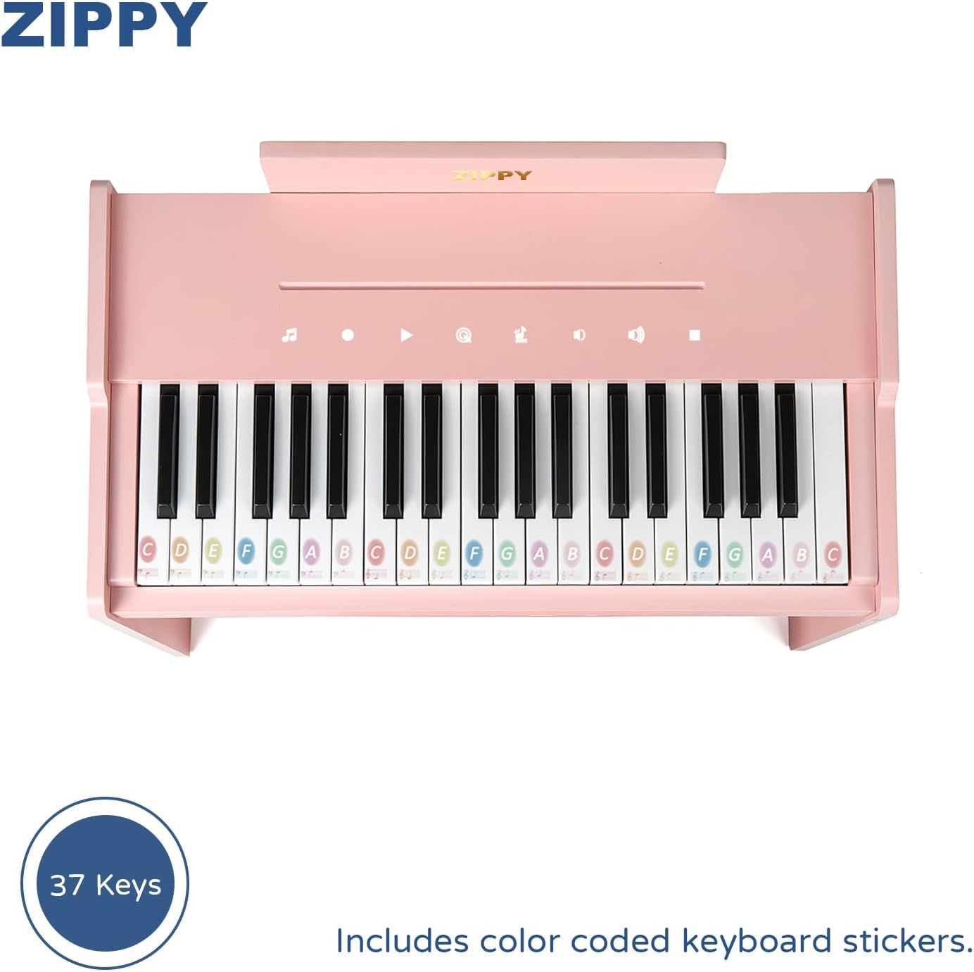 Teclado de Piano para niños, Piano Digital de 37 Teclas, Juguete de Instrumentos de Aprendizaje de música, Piano de Madera para 3 + niñas y niños (Rosa Plus)