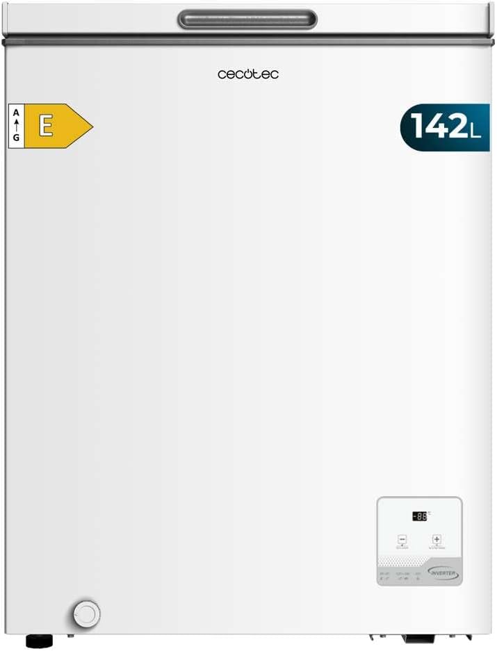 Cecotec Congelador Horizontal Bolero CoolMarket Chest 142 White E, Capacidad 142 L, Modo Inverter Plus, Dual Fuction, Fast Freezing, Cesta Interior, Control Electrónico, Clase E