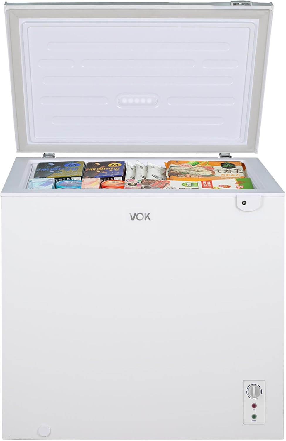 VOK Congelador Horizontal 194 L Ancho 81,8 cm - Función Dual, Congelación Rápida, Luz LED, Bloqueo de Seguridad, Autonomía de 23 h, Blanco