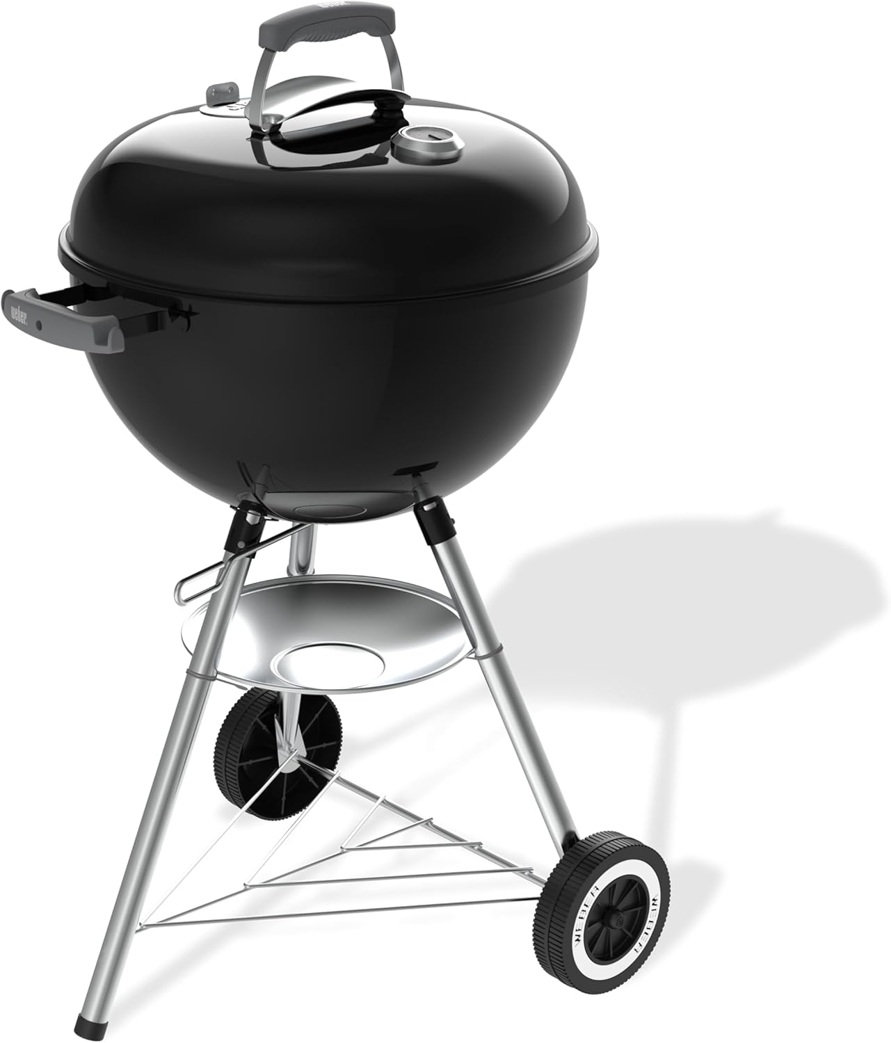Weber Grill Węglowy Weber Original Kettle Premium, Pokryty Emalią Porcelanową, Powierzchnia Grillowania 57cm, System Czyszczenia One-Touch, Termometr w Pokrywie, Stojak Trójnożny, Kółka, Czarny