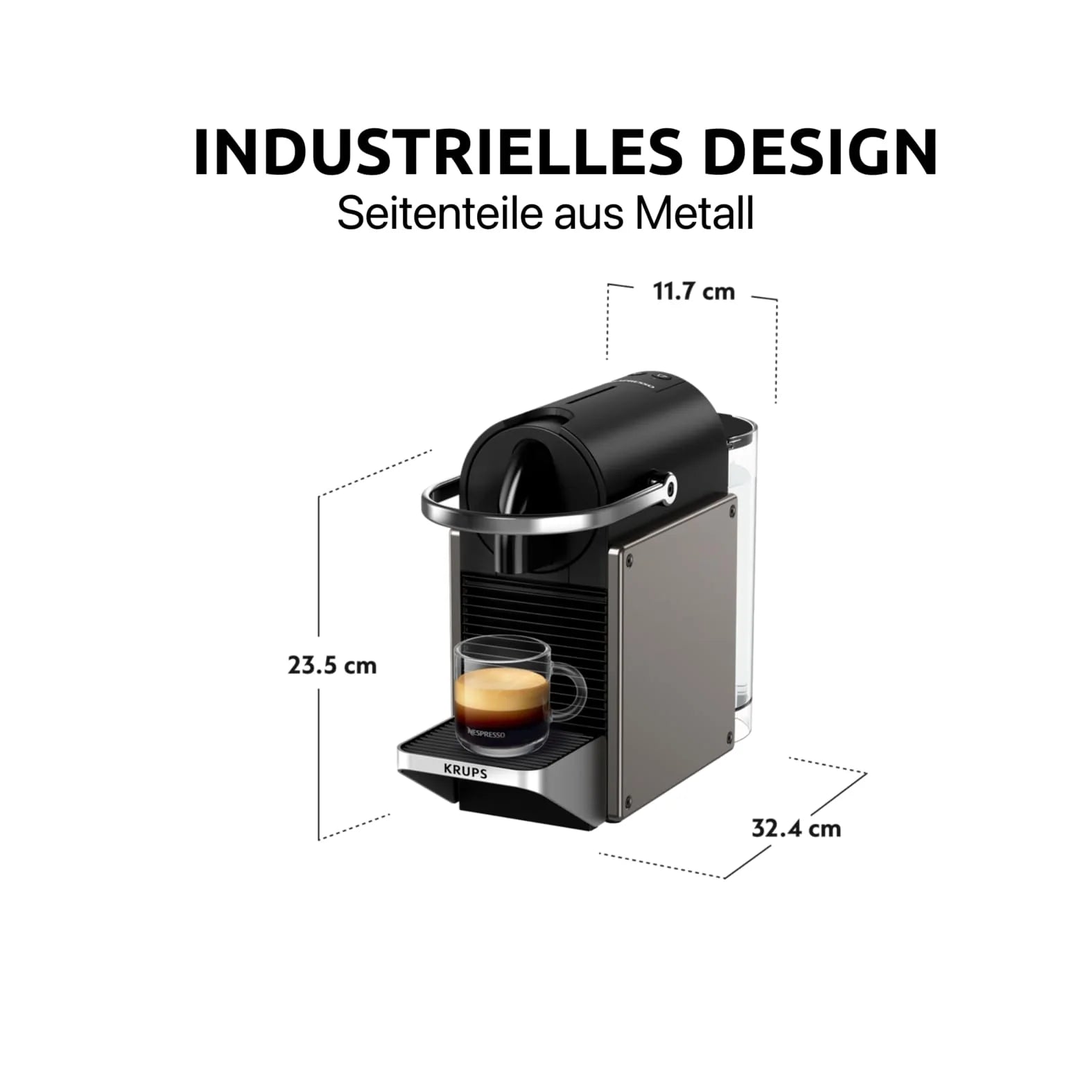 2025 Cafetera de cápsulas Krups Nespresso Pixie Redesign | Espresso y lungo | Estilo industrial | Bajo consumo energético | Apagado automático | Bandeja ajustable | Cápsulas reciclables | Modelo XN306T