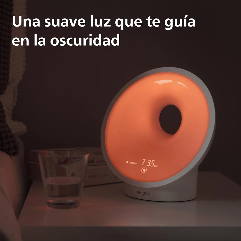Philips Wake-up Light HF3651/01 Natural Light Alarm Clock, Multiple Lights and Sounds, Midnight Light and FM Radio, with Mobile Charger, Plastic, White, 12 x 19 x 19 cm, 1 kg