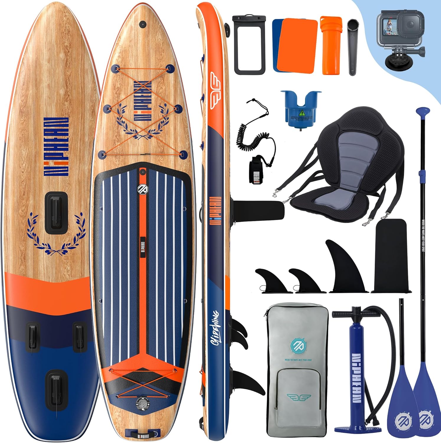 Niphean (Extra Grande) Tabla Paddle Surf Hinchable para 2+1 Personas/Familia, Paddle Surf con (Apto para Principiantes) Aleta Equilibrada, Funda Waterproof, Sup Board para Adultos, Regalo
