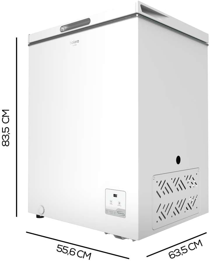 Cecotec Congelador Horizontal Bolero CoolMarket Chest 142 White E, Capacidad 142 L, Modo Inverter Plus, Dual Fuction, Fast Freezing, Cesta Interior, Control Electrónico, Clase E
