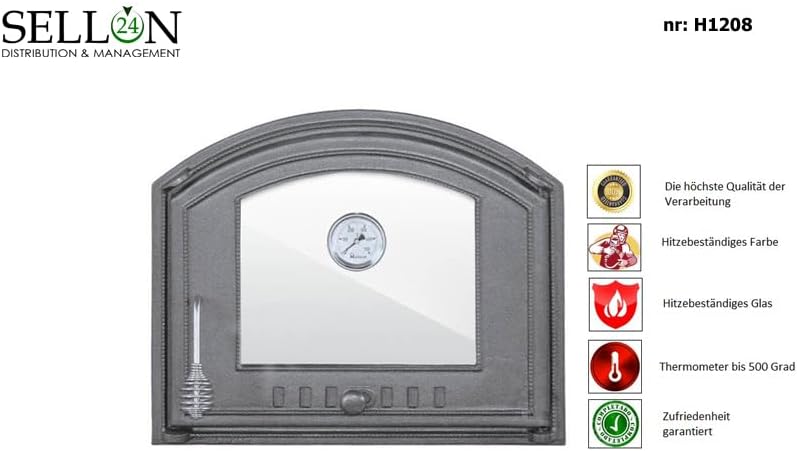 Sellon24® H1208 - Puerta de horno de hierro fundido