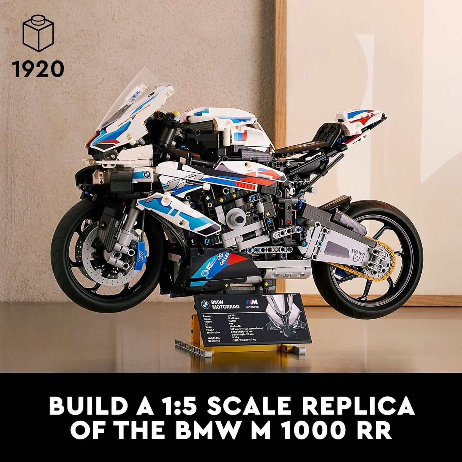 Technic BMW M 1000 RR 42130 Model Building Kit; Build a Stylish Motorcycle Display Model with This Rewarding Building Set for Adults; A for Motorcycle Fans (1,925 Pieces)