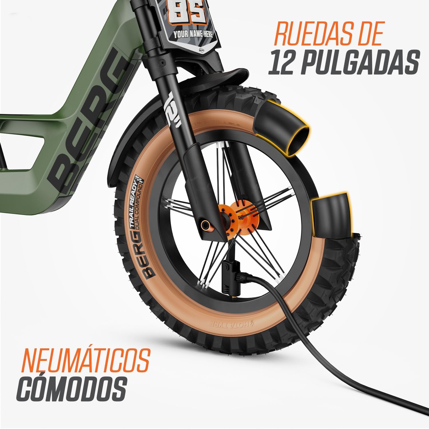 Berg Biky Cross | Bicicleta sin Pedales para niños Desde 2 años | Ruedas 12 Pulgadas | con Freno de Mano | Diseño Seguro y Ligero | Ajustable para Crecimiento