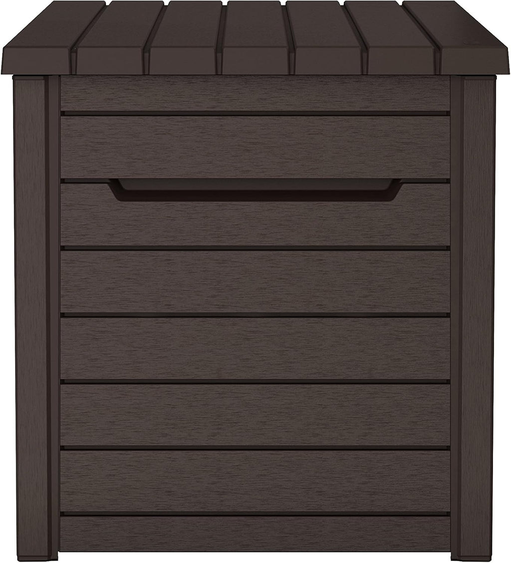 Keter Ontario - Arcón exterior, Baúl almacenaje, Capacidad 870L, Resina, Color Marrón, Ordenación jardín y terraza, 147 x 83 x 86 cm