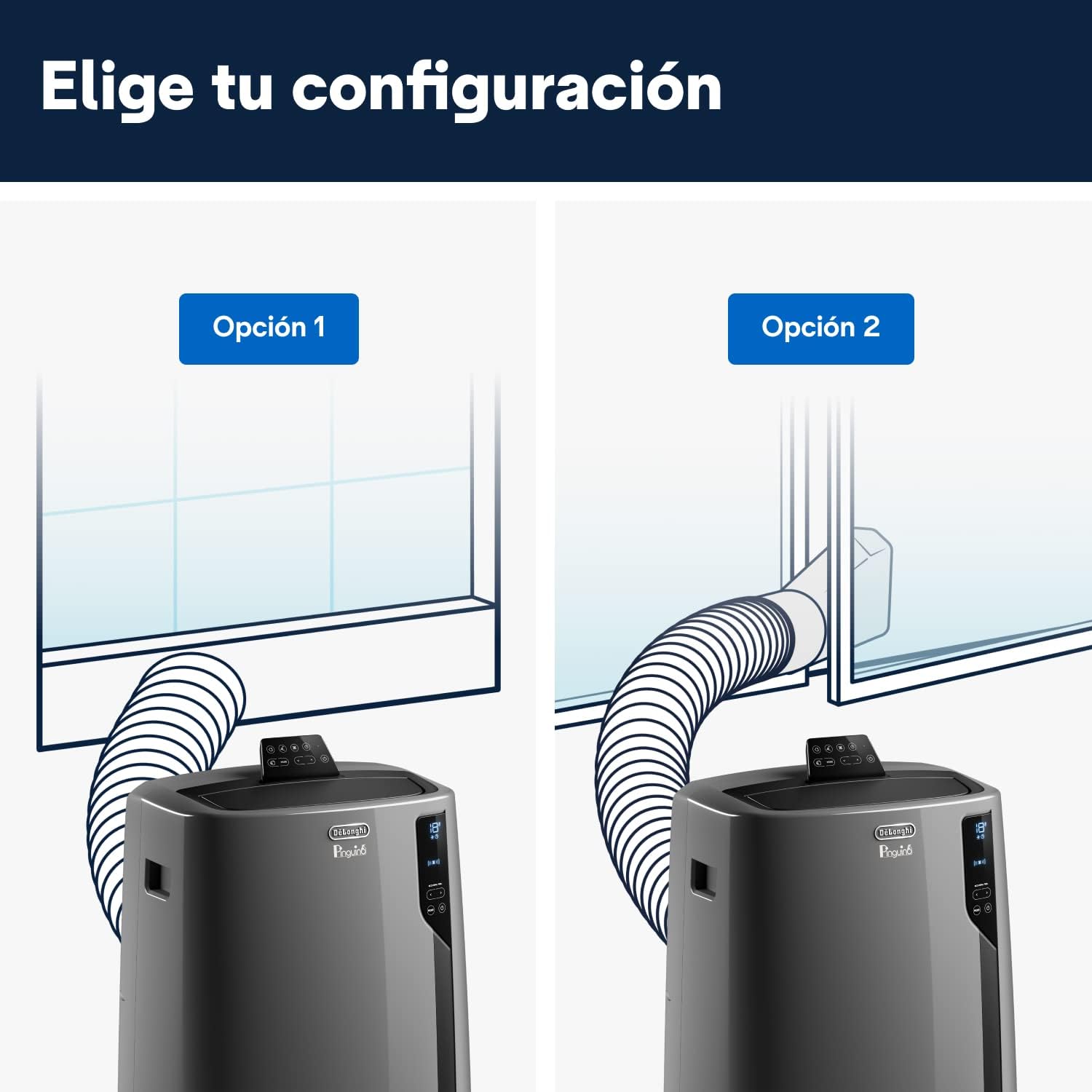 Pingüino PACEL112 Silent Aire Acondicionado Portátil Silencioso con Tecnología Eco Real Feel y Cool Surround, Función Deshumidificadora, 2.9 kW, 63 dB, Plástico, Negro, Clasa A, hasta 110m3