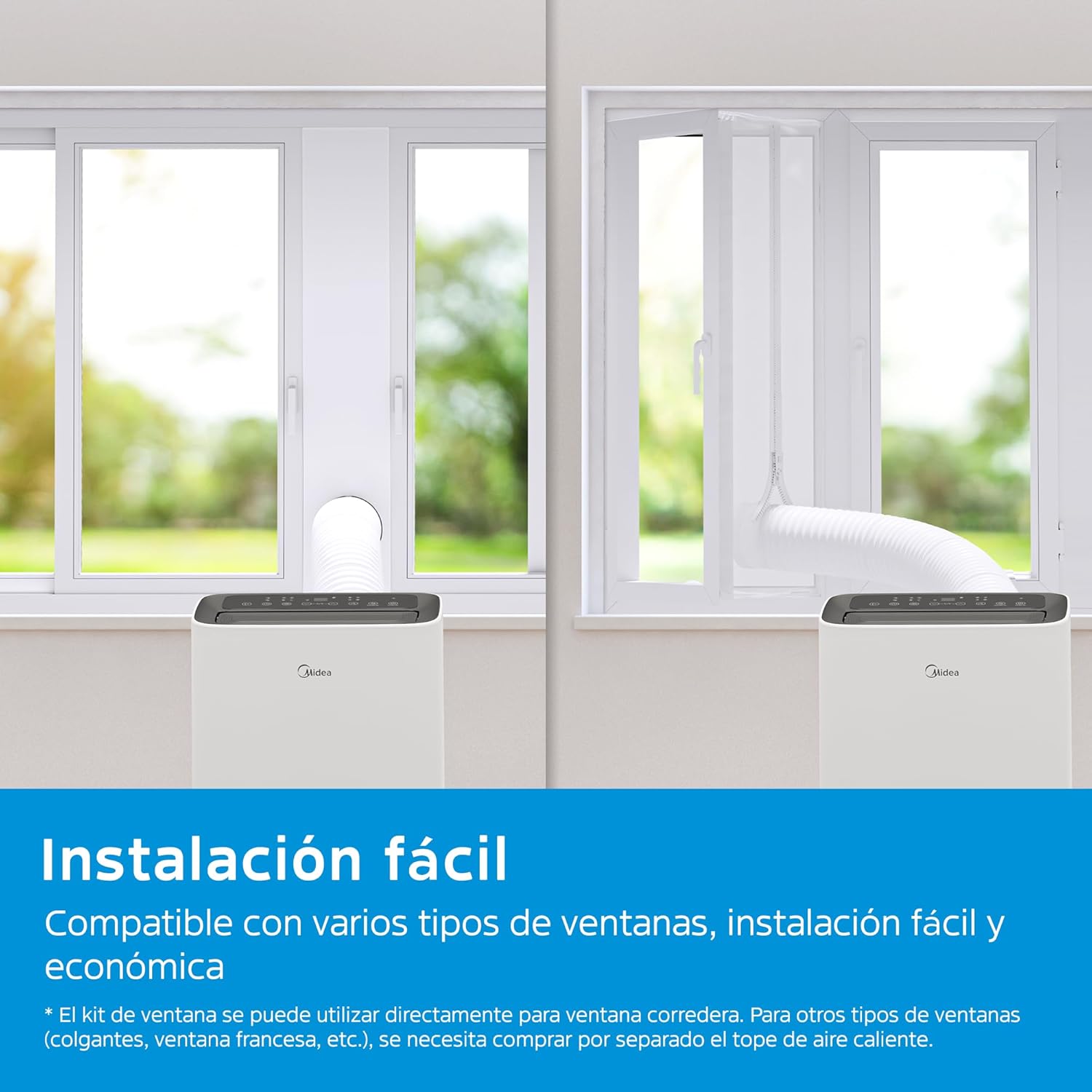 MIDEA Pingüino Aire Acondicionado Portátil Frío y Calor 3000 Frigorías / 12000 BTU - Climatizador silencioso con bomba calor 3500 W Air conditioner 4 modalidades con kit de ventana y control remoto