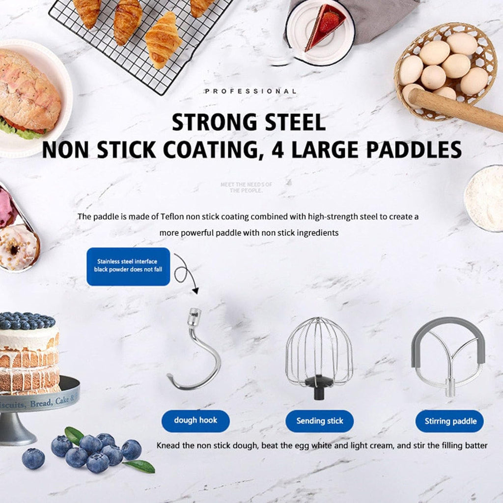 Batidora de pedestal comercial: 2000 W de alta potencia, 10 L de capacidad, control de 8 velocidades con accesorios para panaderías, restaurantes, pizzerías y escuelas.
