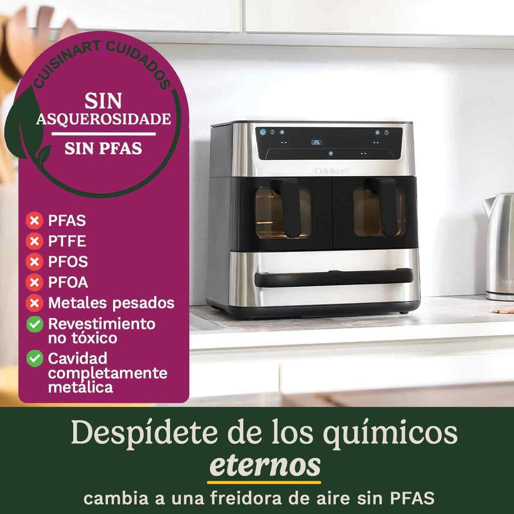 Cuisinart Tri Zone Air Fryer y Horno 13,6L sin PFAS | 3 zonas | 2 cestas 4,3L + horno 5L | 9 funciones: freír, asar, grillar, hornear, recalentar, deshidratar, pizza, tostar, manual