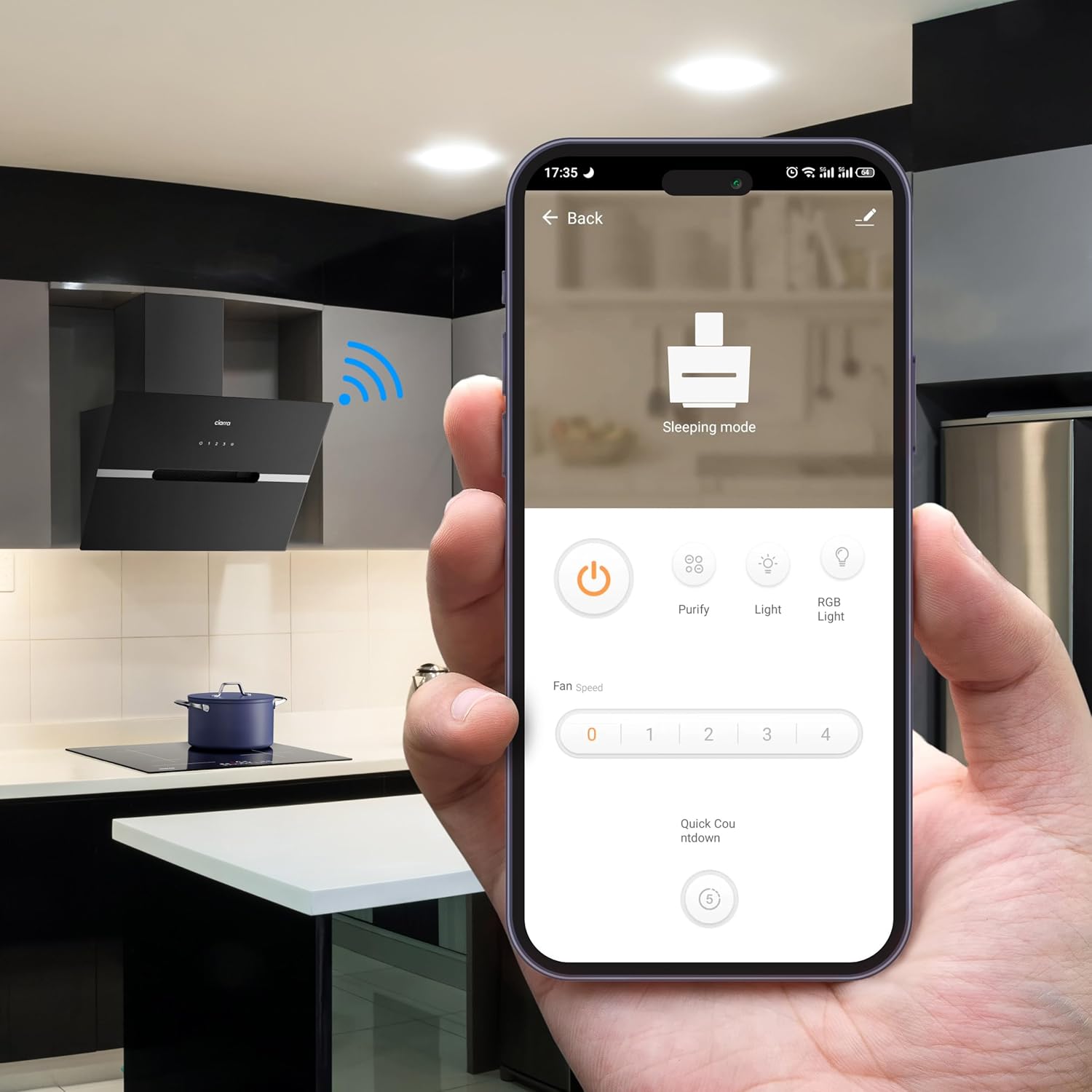 CIARRA CBCB6736F Campana Extractora 60cm CLase A+++ Wi-Fi App Touch-Booster Evacuación al Exterior y Recirculación Interna por Filtro de Carbón CBCF003