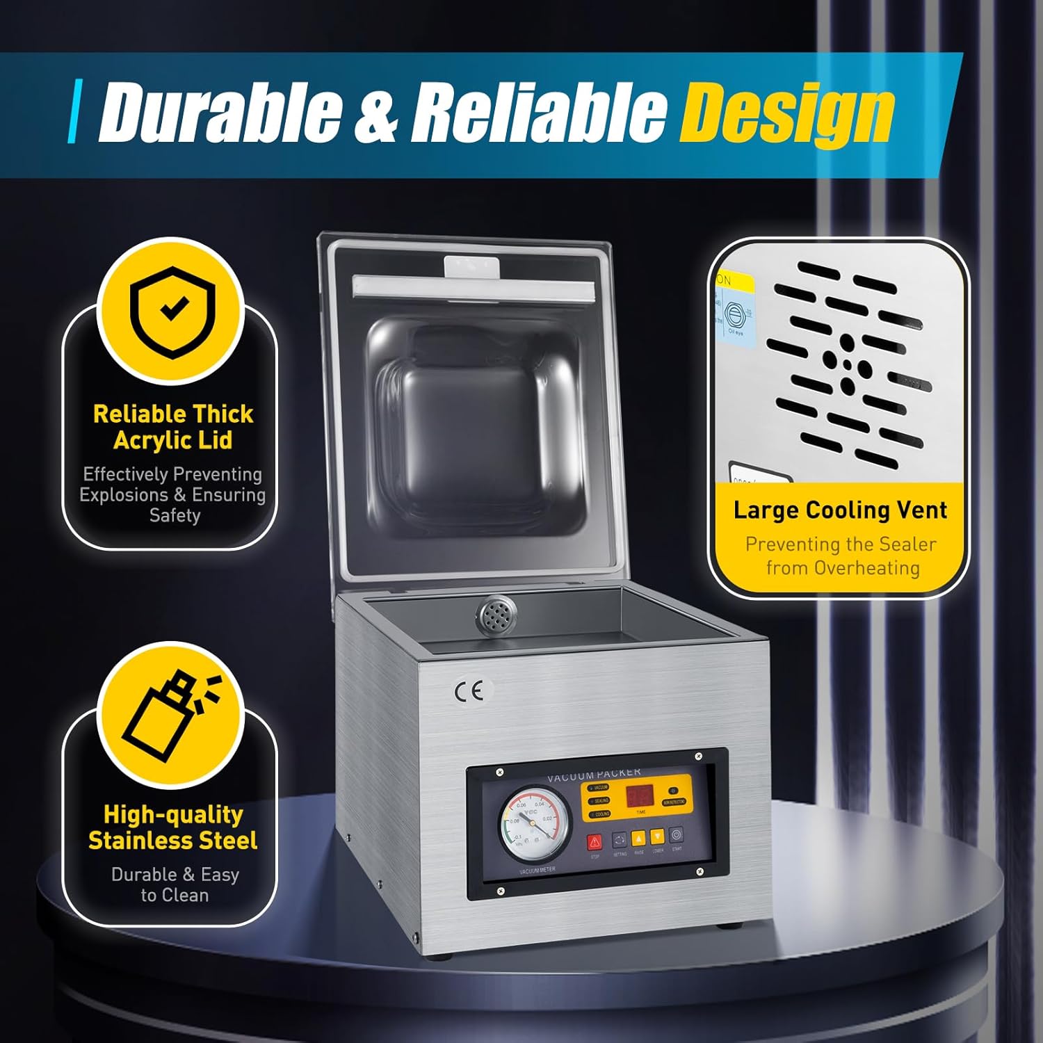 DZ-260S - Envasadora al vacío profesional de 5 litros para líquidos, máquina de vacío para sellado al vacío para sellado de alimentos, ideal para restaurantes