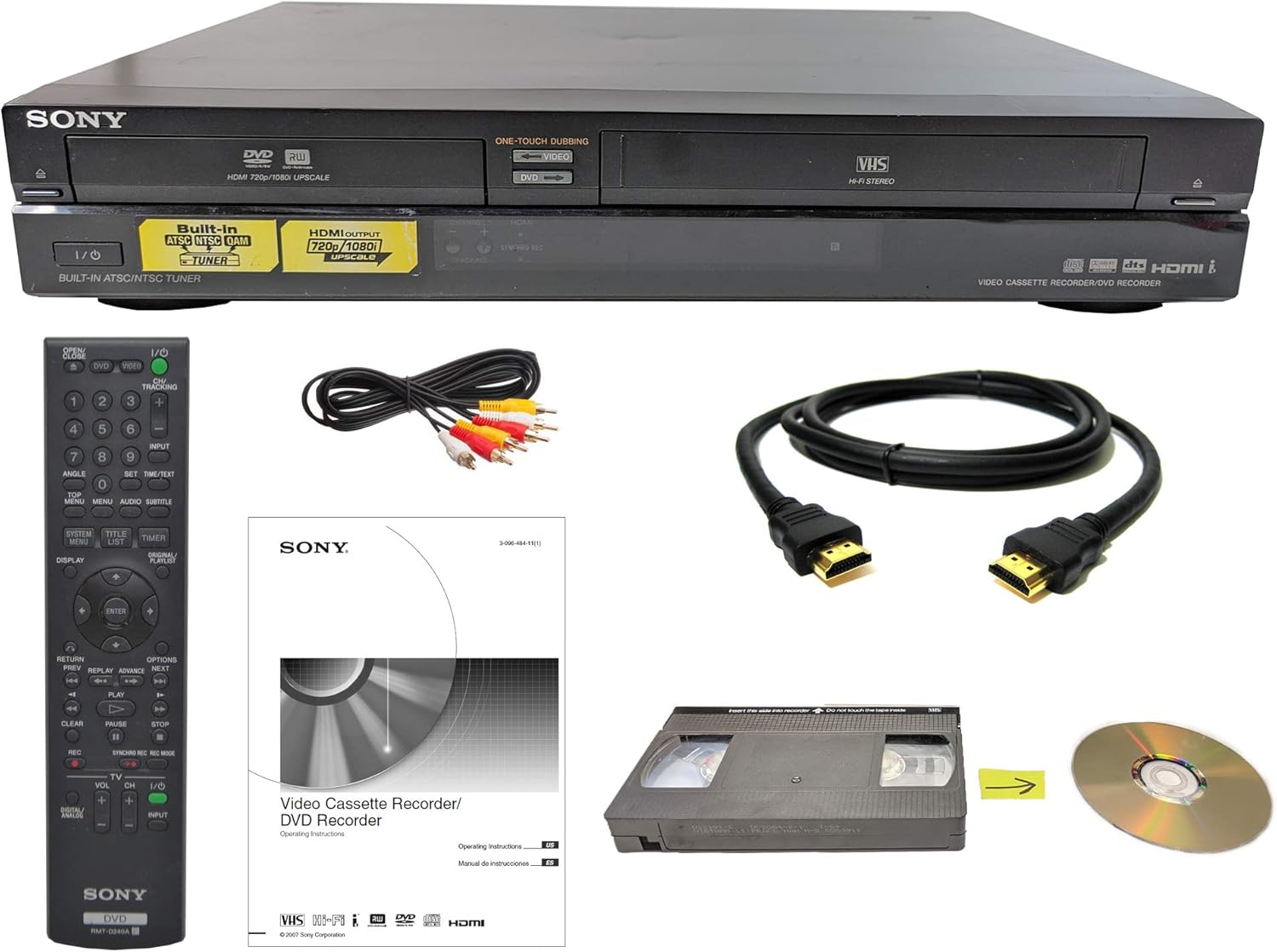 Combo de VHS a grabadora de DVD VCR con control remoto, HDMI