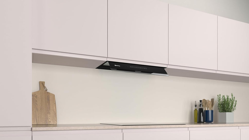 Balay – Campana Extractora Decorativa Integrable, 60 cm de ancho, 4 potencias de extracción, Instalación en Salida de Humos o Recirculación, Negro, 3BD967GN