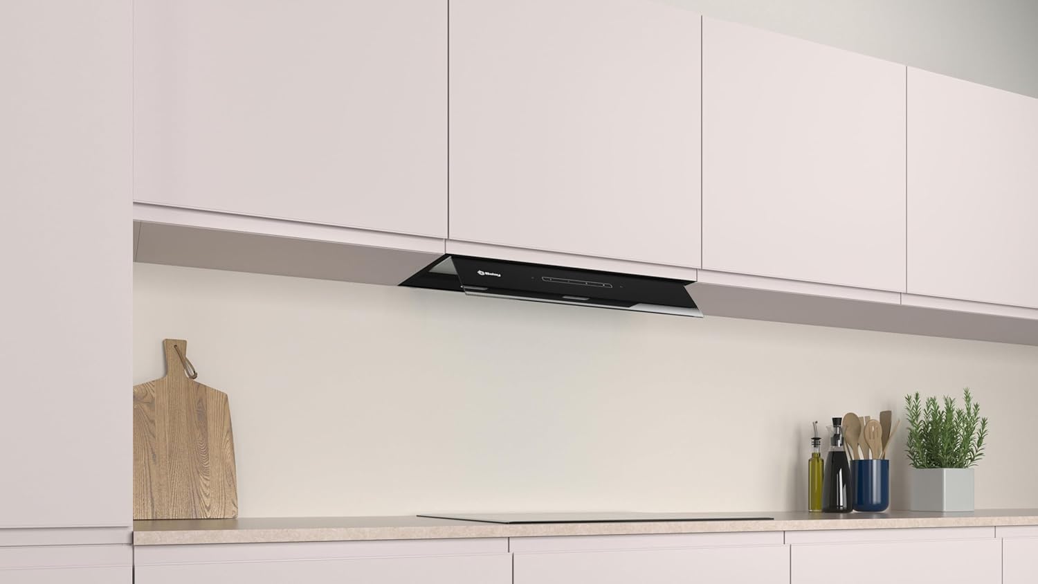 Balay – Campana Extractora Decorativa Integrable, 60 cm de ancho, 4 potencias de extracción, Instalación en Salida de Humos o Recirculación, Negro, 3BD967GN
