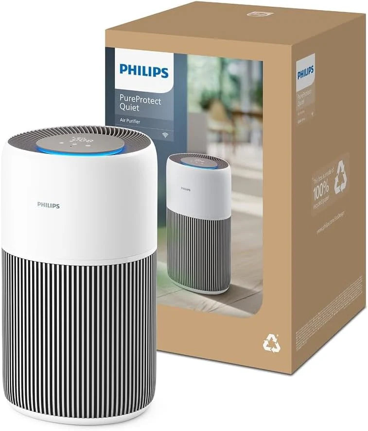 Philips Air Purifier Series 2200, HEPA NanoProtect + Active Carbon Filter, CADR 400m³/h for 104m², Allergy People, Ultra Quiet, Smart and Durable Filter (AC2210/10)