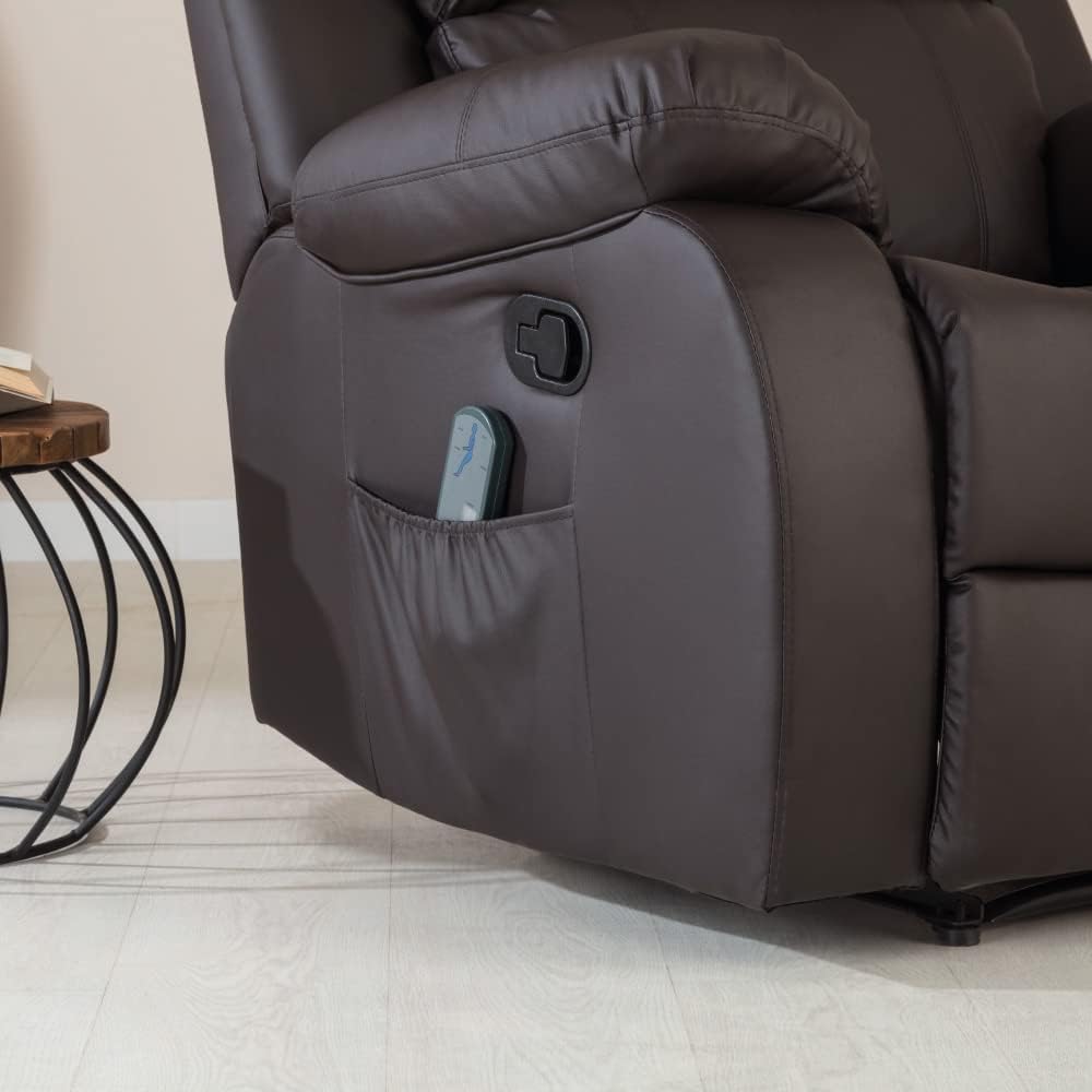 Don Descanso - Sillón Masaje Relax Calor Trevi Negro Reclinable 160º con 8 Motores Silenciosos, Calor Lumbar, Sist. Masaje 4 Zonas y Acabado en PU Anti-Cuarteo [Incluye Mando]. Ideal Gente Mayor