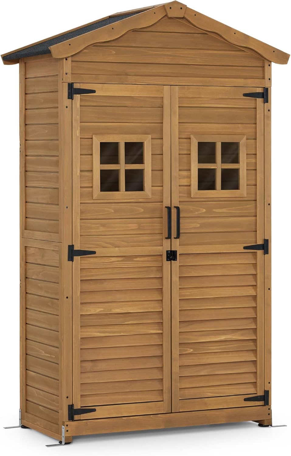 M MCombo Armario de jardín cobertizo de jardín de Madera Resistente a la Intemperie, Armario de Herramientas cobertizo de Herramientas al Aire Libre 57×109×180 cm, 1152 (Naturaleza)