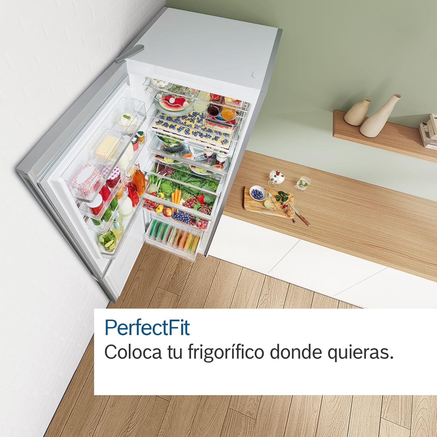 Bosch Serie 4 - Frigorífico combinado, NoFrost, alto 203 x ancho 70 cm, 438 L, Tecnología VitaFresh, Blanco - KGN49XIDQ