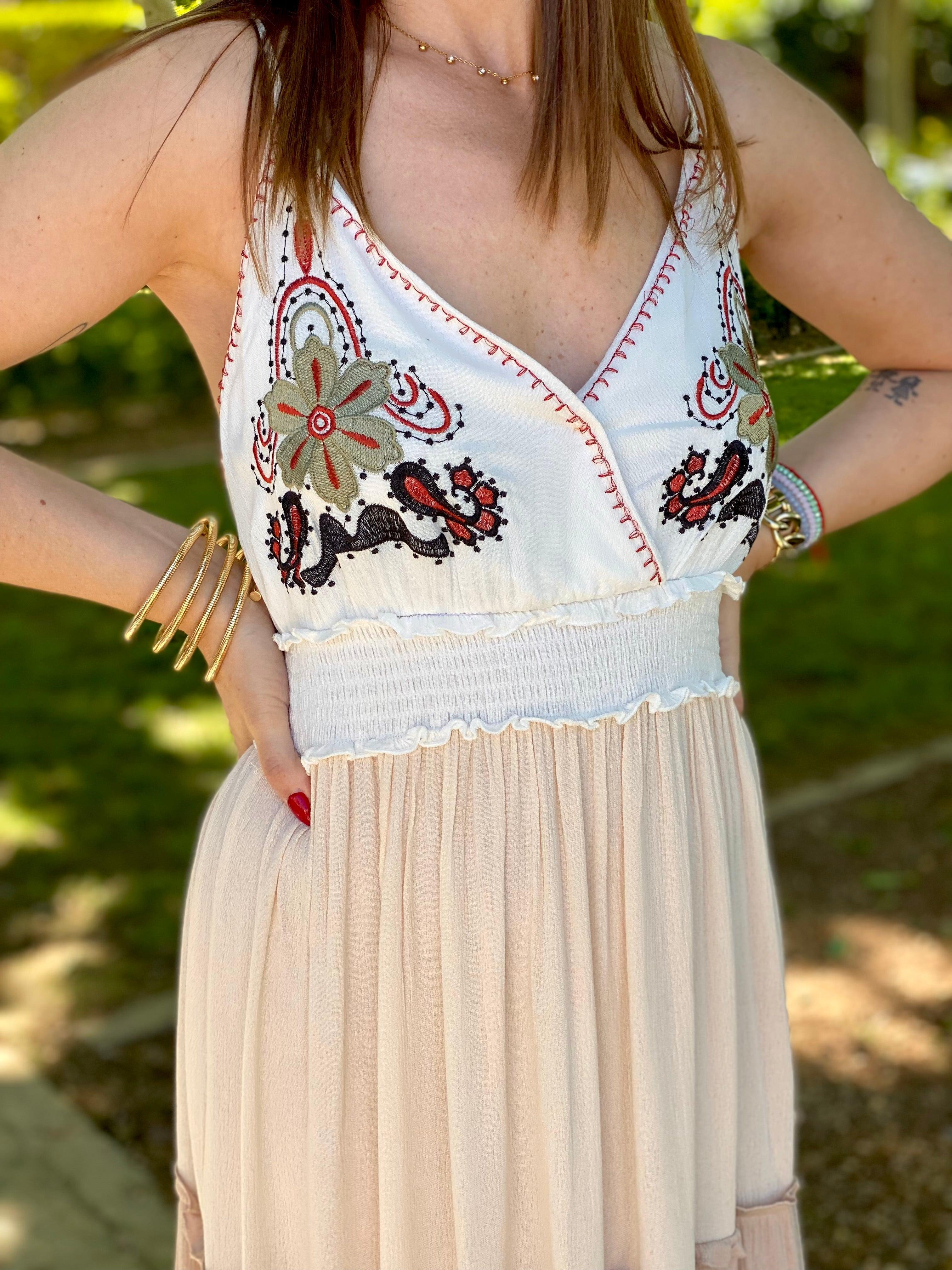 VESTIDO TIRANTE BORDADO